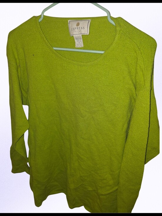 Express Tricot Sweaters - Lime Green Knit Sweater